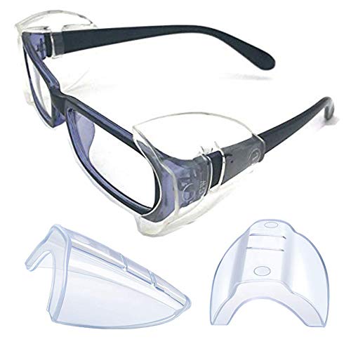 Slip-on Safety Glasses Side Shields, Clear Flexible Side Shields Fits Medium to Large Eyeglasses Frames 1 Pair