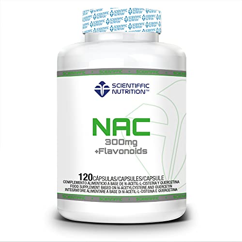 Scientiffic Nutrition NAC + Flavonoids 300 mg, N-acétyl-L-cystéine, puissant antioxydant, réduit l'inflammation musculaire, augmente les niveaux de glutathion - 120 gélules
