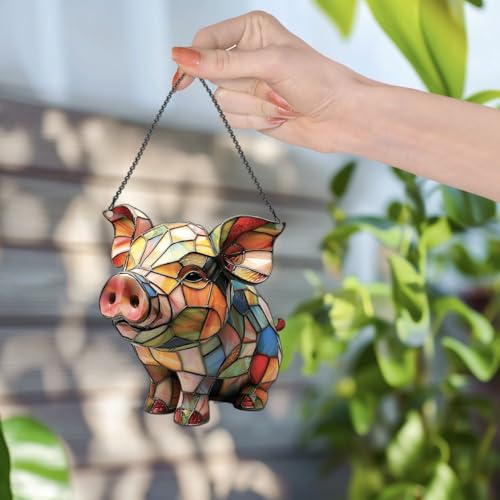 Image of Pig Acrylic Ornament Gift for Pig Lovers Christmas Hanging Decor