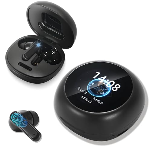 Image of Wireless Earbuds, ANC /ENC Noise Cancelling Earbuds with Touch Screen, Bluetooth 5.4 Ear Buds with LED Charging Case, 40H Stereo Sound, IPX7 Waterproof Earphones with 6 EQ Modes for iOS Android (Black)