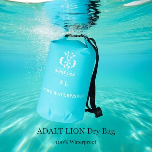 Image of Waterproof Dry Bag 5L /10L /20L - Roll Top Waterproof Backpack for Swimming, Kayaking, Hiking, Floating - Boating Bag with Double Zipper Seal & Adjustable Shoulder Strap (Light Blue, 20 L)