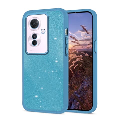 Anlalish 携帯ケース 適用する OPPO Reno11 A ケース 可愛い 軽量 OPPO Reno 11A スマホカバー薄型 耐衝撃 持っているカメラ保護 指紋防止カード (青)