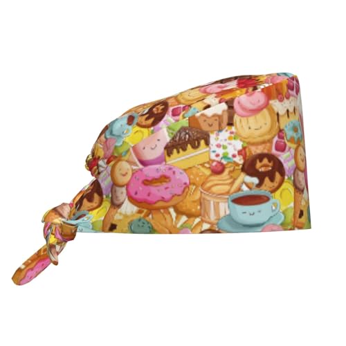 Image of Working Cap Scrub Cap with Sweatband Adjustable Unisex Tie Back Hat for Cleaning Farm Nursing
