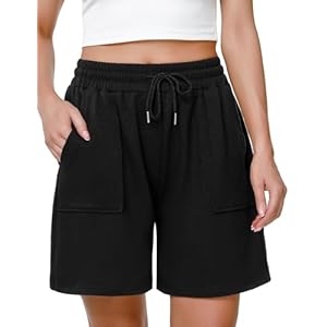 Uniexcosm Kurze Sportshorts Damen Sporthose High Waist Shorts Damen Sommer Shorty mit Taschen und Kordelzug Freizeitshorts für Running Gym Fitness