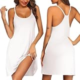 Ekouaer Women's Racerback Sleeveless Nightgown, White, XX-Large