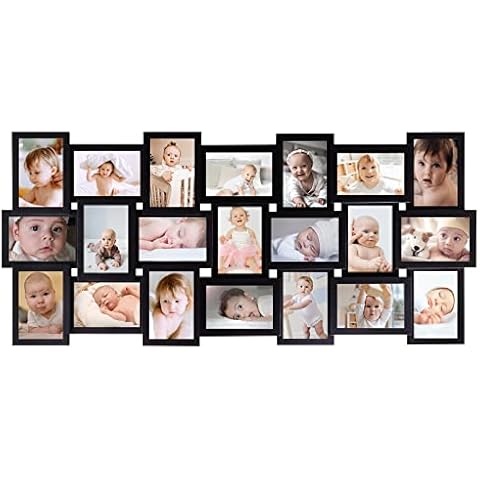 HELLO LAURA Picture Frames Collage Wall Decor - 21 Picture Collage Frames for 4x6 Photos Display Wall Hanging Gallery Frame Set Photo Collage Frame for Home Living Room - Black Cover