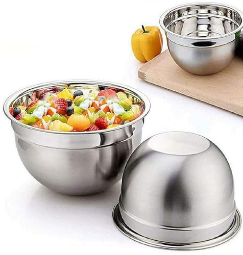 Image of Shiyon Stainless Steel Mixing Bowls Set Without Lid-Silver (5 Bowl Set)