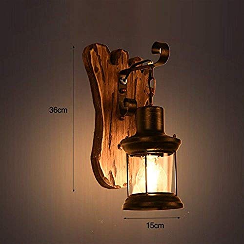 Lámpara de pared de madera maciza retro E27 para dormitorio 3