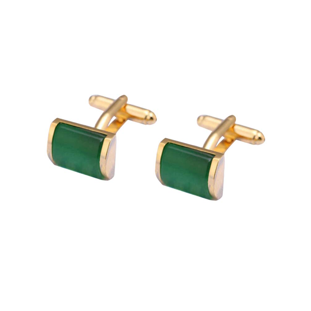 2Pcs Green Opal Cufflinks Vintage Tie Clip Cufflinks Wedding Business Cuff Button Cufflinks Shirt Sleeve Studs Ornament for Men Male Fathers Gifts-image-4