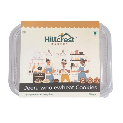 Image of Hillcrest Bakery Jeera Wholewheat Cookies, 300g, 18 Pieces | Premium Baked Snack | Crispy & Delicious | Tea Time Treat | Suitable for Everyday Snacking | Hygienically Packed