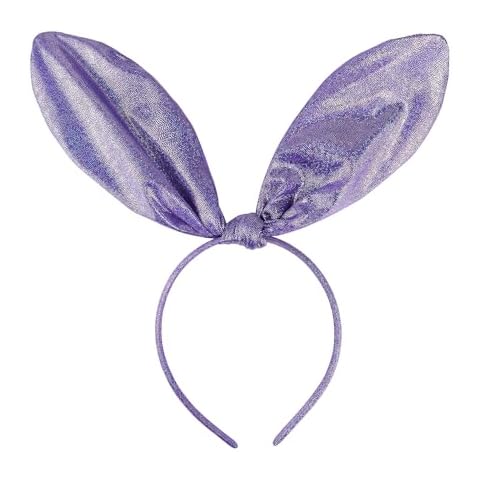 Doneace Easter Bunny Ears Headband Glittery Rabbit Ears Hairband for Girls Kids Purple Bunny Costume Cosplay Accessories for Women Easter Party Supplies Birthday Decoration 1PCS Cover