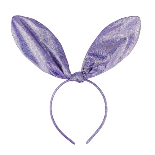 Doneace Easter Bunny Ears Headbands Glitter Rabbit Ear Headband Bunny Hairbands for Adults Easter Party Decoration Cosplay Headwear Costume Hair Accessories 1Pcs(Purple)