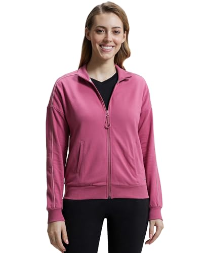 Image of Jockey A111 Women Super Combed Cotton French Terry Drop Shoulder Styled Jacket with Ribbed Cuff and Hem