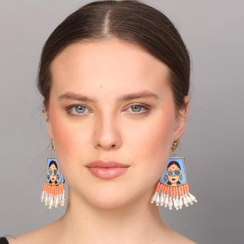 Image of KHOJ.CITY Ethnic Earrings for Women | Handmade Jewellery for Women | Lightweight Boho Statement Earrings for Girls | Multicolor Stylish Earrings