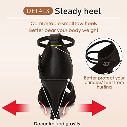 Hroyl Women's Latin Salsa Dance Shoes For Ballroom Performence Practice Professional Dancing Shoes Lp-217-7 Black 9 B(M) Us #TOP4