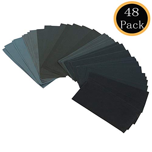 48PCS Sandpaper Assortment Block for Wood Metal Sanding, Wet Dry Sand Paper Variety
