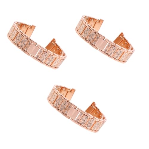 Bracelet pour montre strass en acier inoxydable rose avec maillons confortables durable