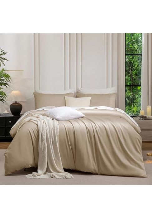 MooMee Queen Duvet Cover Set 100% Extra Long Staple Cotton Cooling Bedding | 600 Thread Count Sat...