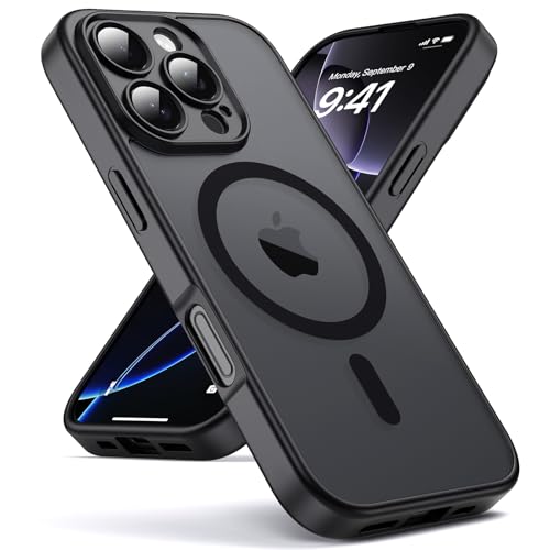 Oududianzi-Hülle für iPhone 16 Pro Kompatibel mit Magsafe Handyhülle, Durchscheinende Mattierte PC Rückseite TPU Bumper ...