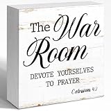WUZYOU Prayer Sign, War Room Scripture Wooden Box Sign 5x5x1 INCH, Devotional Decor, Colossians 4:2 Plaque, Spiritual Warfare Display
