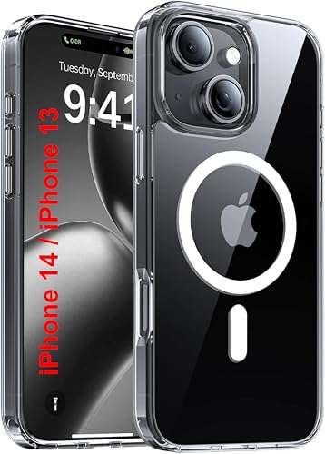 Image of SBMS Ultra-Hybrid Crystal Clear Back Case Cover for iPhone 14 / iPhone 13 | Shockproof Design | Hard Back Cover for iPhone 14 / iPhone 13 (PC & TPU, Magsafe Compatible, Clear)