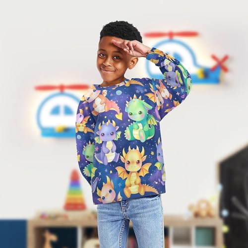 JUNZAN Cartoon Little Cute Dragons Little Girls Pullover Hoodie Crewneck Tops Clothing Shirts Athletic 4T4