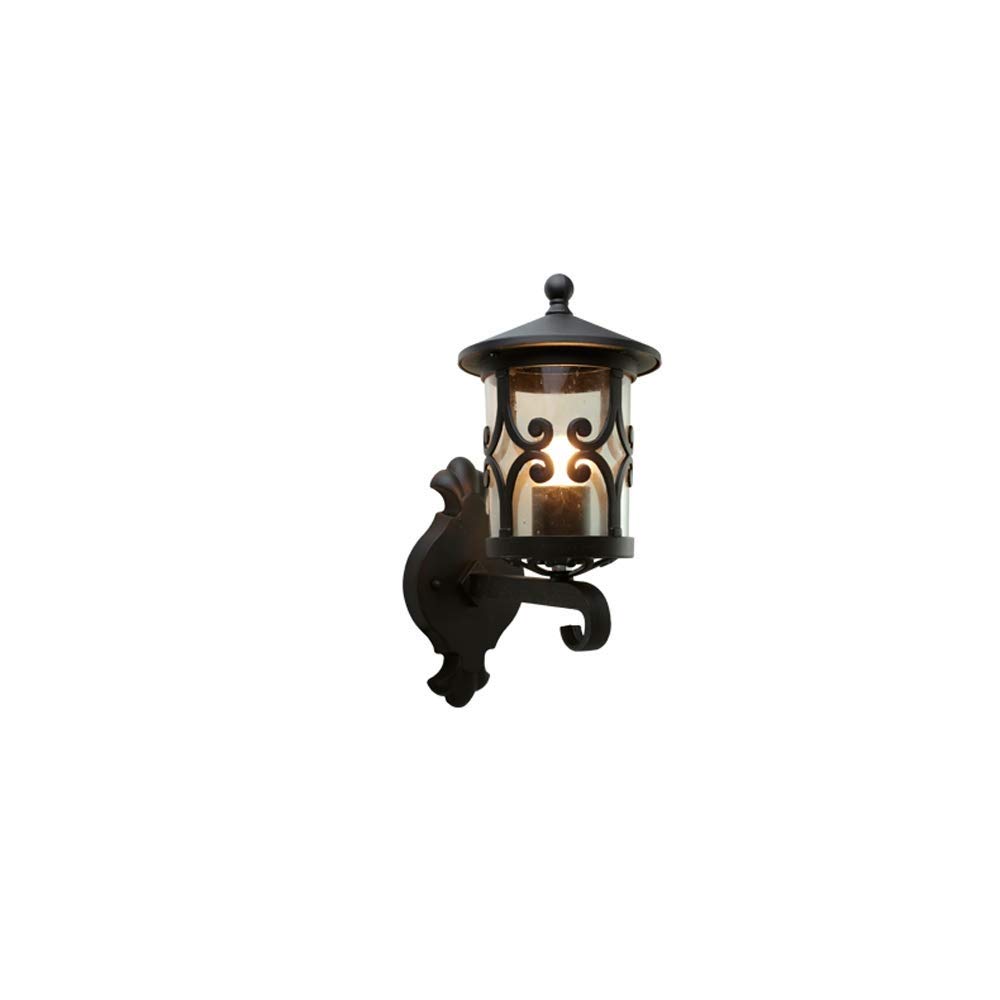 Lanterne Murale E27 Noire Rustique IP44 Luminaire Extérieur et Intérieur Style Américain Retro