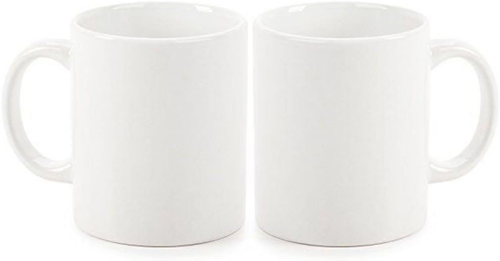 YUEMU Classic Straight Ceramic Drinking Mugs with Handle Mugs for Coffee Milk Breakfast Cups 12Oz-Pack of 2(White, 12oz)