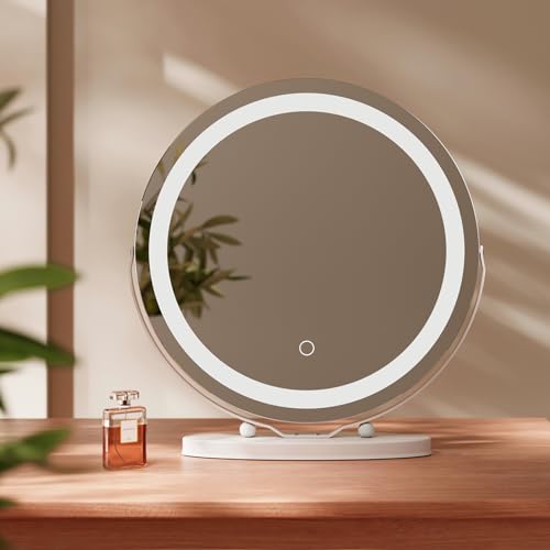 EMKE Hollywood-Spegel Med Belysning, Touch-Kontroll, Dimbar, 3 Ljusfärger, Vit LED, 360° Vridbar Sminkspegel