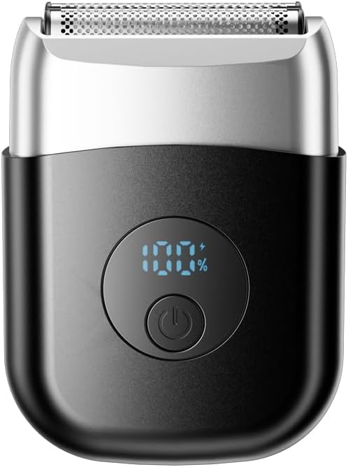 Barbeador elétrico de tela PYDINU com 3 lâminas flutuantes, visor LED e USB-C, Preto