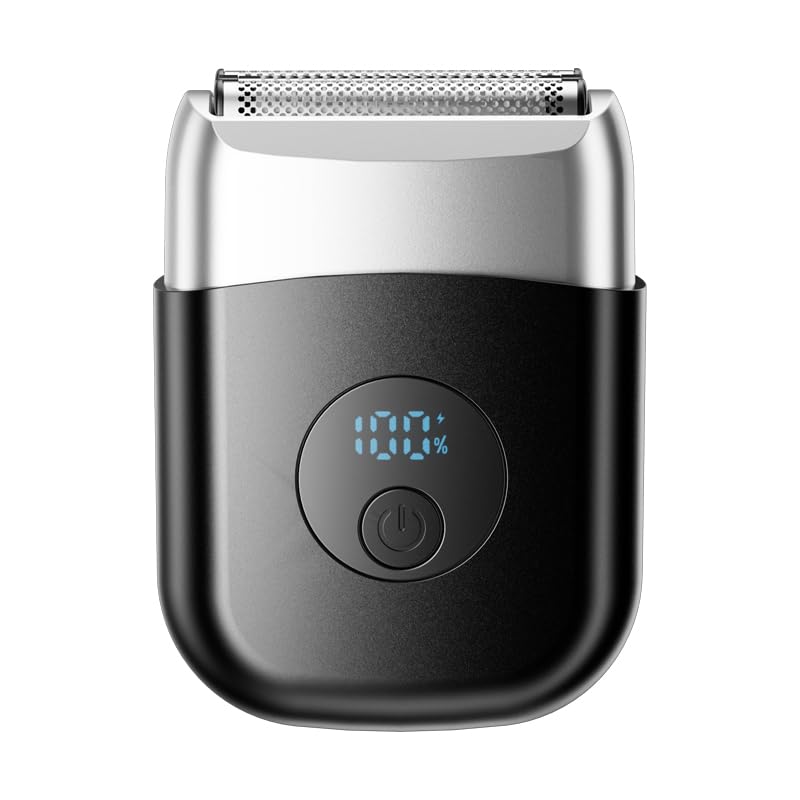 Image of Electric Foil Shavers for Men, New Mini Electric Razor with 3 Floating Blades, LED Display, USB-C Fast Rechargeable, Travel Portable Beard Trimmer for Men, Gifts for Dad Him (Black)