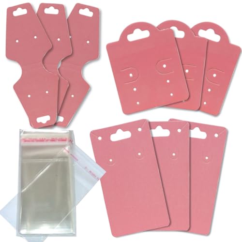 300 Tags Cartelas para Bijuterias 3 Modelos Diferentes acompanha Saquinhos (Rosê)