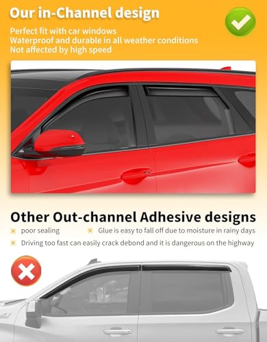 Image of Window Visors Rain Guards for Hyundai Santa Fe 5 Seats 2019-2023