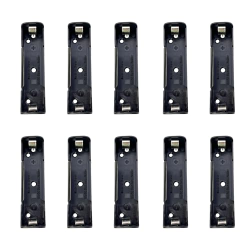 10-Pack 18650 Battery Holder for PCB Mounting, 1-Slot Each, Flat-Top Lithium Batteries Only, Nickel-Plated Steel Pins, DIY & Electronics Projects