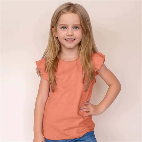 T-Shirt for Girls Lotus Leaf-Sleeved Candy Color Short-Sleeved Loose Fly-Sleeved T-Shirt Sumer Cute Tees Tops3