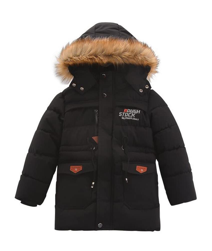 Enfant Garçon Veste d'hiver Chaud Manteau Mi Longue Doudoune à Capuche Fourrure Jacket