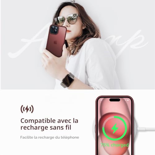 Coque iPhone 15 rouge Anqrp Matt Zero en silicone souple - 6
