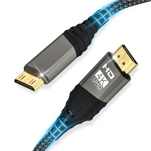 mini hdmi auf hdmi,mini hdmi Kabel 2M 4K@60HZ 1080P Mini HDMI Nylongeflecht Kabel Unterst&uuml;tzt UHD,3D,HDR,ARC,mini hdmi auf hdmi Kompatibel mit Nikon D7100 Canon EOS RP/R,Raspberry Pi Zero/Zero W usw