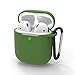 Produktbild Schutzhülle Für Airpod Case Für Airpods Hülle,Schutzhülle Silikonhülle für Airpods 2 & 1 [LED an der Frontseite Sichtbar] [Stoßfeste Schutzhülle] [Perfekt Passt Hülle] mit Karabiner -Avocado grün