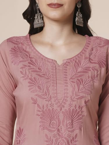 Image of RATAN Rayon Straight Lucknowi Chikankari Ethnic Wear Kurta for Women