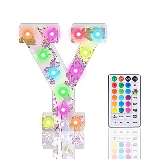 Light Up Letters, Glitter LED Letter Lights 18 Color Changing Diamond Alphabet Sign Night Light with Remote Control for Girls Gifts Birthday Bar Wedding Party Christmas Valentine Wall Table Decor - Y