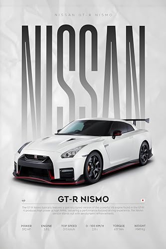 Image of Fit-in Trends Car Poster For Wall Boys Room|Super Car Poster Stickers | Gifting Ideas For Men Boys Car Lover's | Wall Art For Living room, Office, Dining Room| A4 Size Wall Art(Nissan GTR)