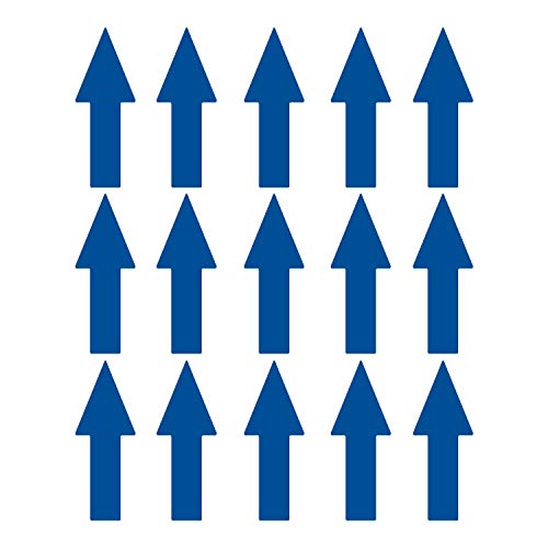 LiteMark Arrow Stickers Removable Matte Blue Decal - Ideal for Floors, Signs, Walls, Smooth Surfaces in Office, School, Warehouse, Industrial Setting (Pack of 15 Arrows)