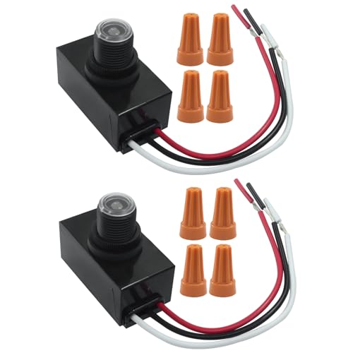 LifCratms 2 Pack Dusk to Dawn Sensor for Outdoor Lighting, Photocell Light Sensor, 120-277V Photoelectric Switch Replacement with Wire Caps, Hardwired Post Eye Light Suitable