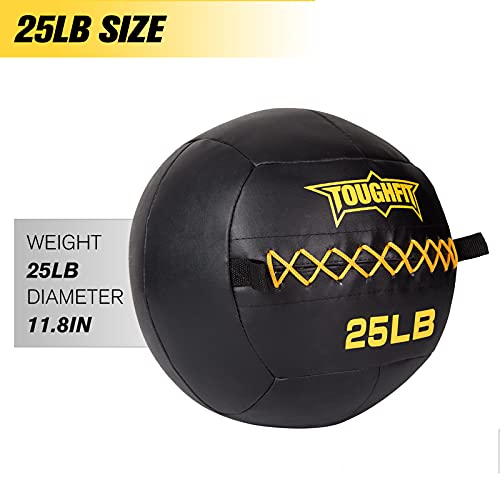 ToughFit Soft Wall Ball - Black Medicine Ball Set for Cardio Fitness Exercise - Weighted Med Ball for Strength and Conditioning Exercises, Cross Training Lunge, and Partner Toss (15LB+20LB+25LB)