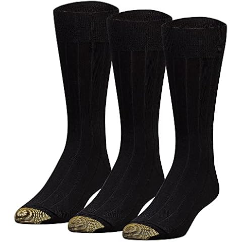 GOLDTOE Men's Hampton Crew Socks, 3-Pairs, Black, Large Cover