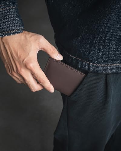 Image of VULKIT Leather Business Card Holder 2 Sided Slim Business Name Card Organizer for Men or Women (Nappa Espresso)