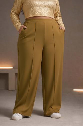 Image of KOTTY Women's Plus Size High Waist Wide Leg Pants for Stylish Comfort and Confident Casual /Stylish Wear