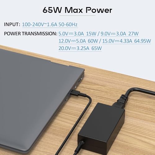 Image of 65W Laptop USB-C Charger with HP EliteBook x360 1040 630 745 835 840 G9 845 860 G10 H.P Elite x2 1012 G2 G4 G8 ProBook 440 450 455 460 H p Envy x360 17 Spectre x360 Type-C (H /P 65W Type-C)
