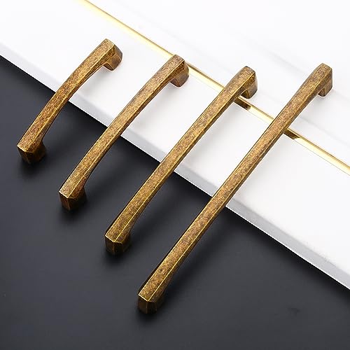 Image of 10 Pack Antique Brass Cabinet Pulls 3 Inch Kitchen Cabinet Handles Kitchen Handles for Cabinets Vintage Drawer Pulls Dresser Pulls Retro Cupboard Handles